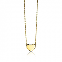 Zinzi gold plated zilveren ketting 43cm met hart plaatje 10mm graveren mogelijk ZIC2346G - 53748
