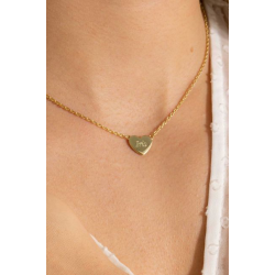 Zinzi gold plated zilveren ketting 43cm met hart plaatje 10mm graveren mogelijk ZIC2346G - 53748