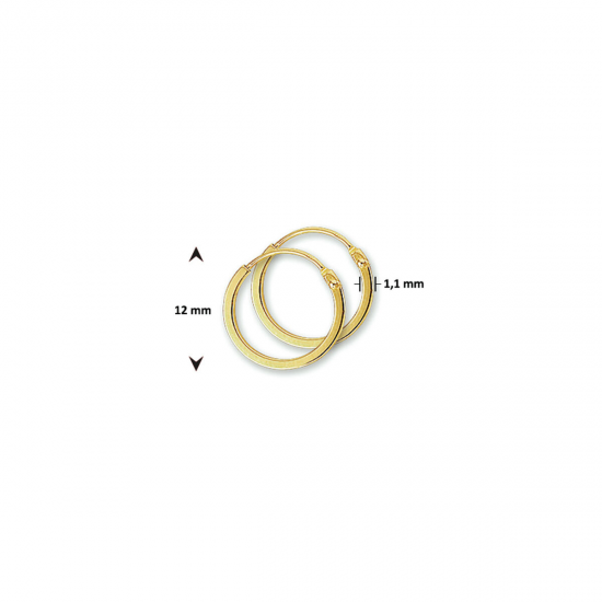 Gouden oorringen vierkante buis 12mm - 49422