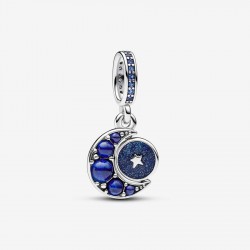 Pandora Halve maan zilver bungelen met koningsblauw, blauw kristal en glinsterend blauw email 792979C01 - 53922
