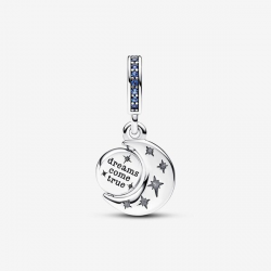 Pandora Halve maan zilver bungelen met koningsblauw, blauw kristal en glinsterend blauw email 792979C01 - 53922