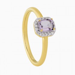 ECLAT gouden Ring  0,09 crt diamant en roze amethist  Maat 17,5 - 53956