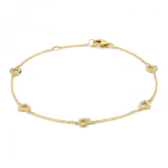 Blush Armband 2211YZI met hartjes 14krt geelgoud met zirkonia - 53985