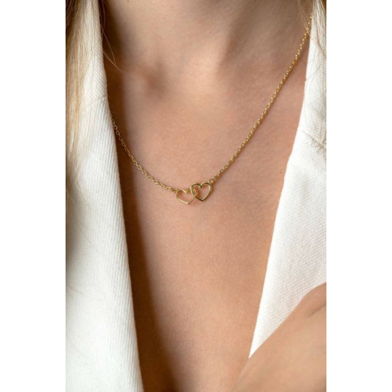 ZINZI Collier goudkleuring met twee hartjes in elkaar ZIC2513G - 54139