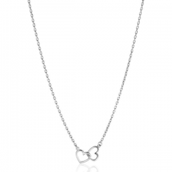 ZINZI zilveren ketting met 2 verbonden hartjes 40-45cm - 54140