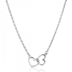 ZINZI zilveren ketting met 2 verbonden hartjes 40-45cm - 54140