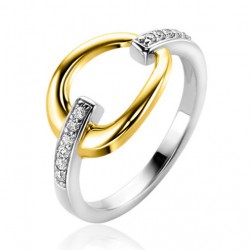 ZINZI zilveren ring met goudkleuring en zirkonia maat 18 ZIR1709Y56 - 54142