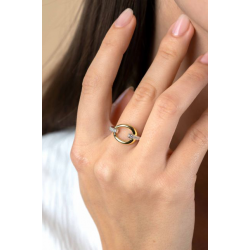ZINZI zilveren ring met goudkleuring en zirkonia maat 18 ZIR1709Y56 - 54142