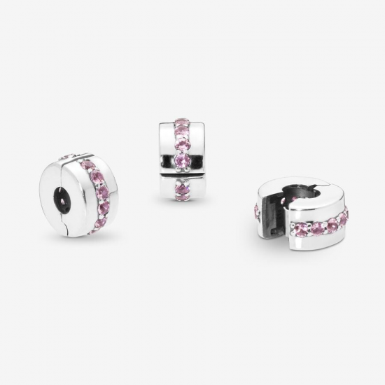 PANDORA Pink Sparkling Row Clip Bedel - 54234