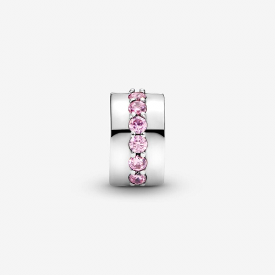 PANDORA Pink Sparkling Row Clip Bedel - 54234