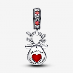 Pandora Red Nose Reindeer Murano Dangle Charm - 54296