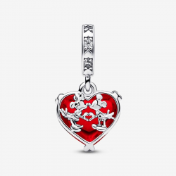 Pandora Disney Mickey & Minnie Mouse kus rode muranoglas hangende bedel - 54347