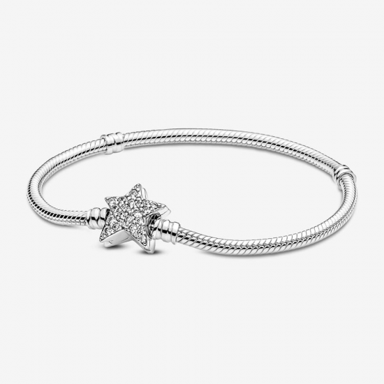 Pandora Pandora Moments Snake Chain Armband met Asymmetrische Ster Sluiting MAAT 19 - 54353