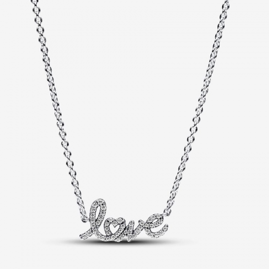 Sprankelende halsketting love handgeschreven maat 45CM - 54439