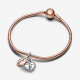 Pandora Tweekleurige draaibare dubbele hangende bedel hartvormig hangslot 783079C01 - 54453
