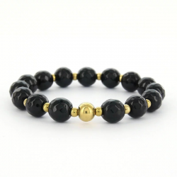 Kalli Kalli ELINE 0200014, SCHAKELARMBAND, ELASTIEK, KRAAL, ZWART, GOUD, 10MM - 54498