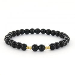 Kalli Kalli ISRA 0200016, SCHAKELARMBAND, ELASTIEK, KRAAL, ZWART, GOUD, 6MM - 54501
