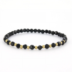 Kalli Kalli DONNA 0200019, SCHAKELARMBAND, ELASTIEK, KRAAL, ZWART, GOUD, 6MM - 54504