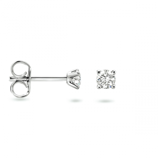 Witgouden oorknoppen diamant (2x 0.10crt) H SI 3mm. - 49799