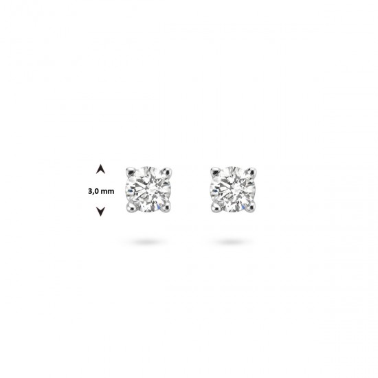 Witgouden oorknoppen diamant (2x 0.10crt) H SI 3mm. - 49799