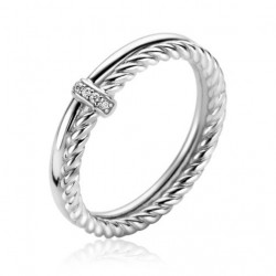 ZINZI zilveren multi-look ring glad gedraaide buis met witte zirconia's ZIR2324 MAAT 18.5 - 54554