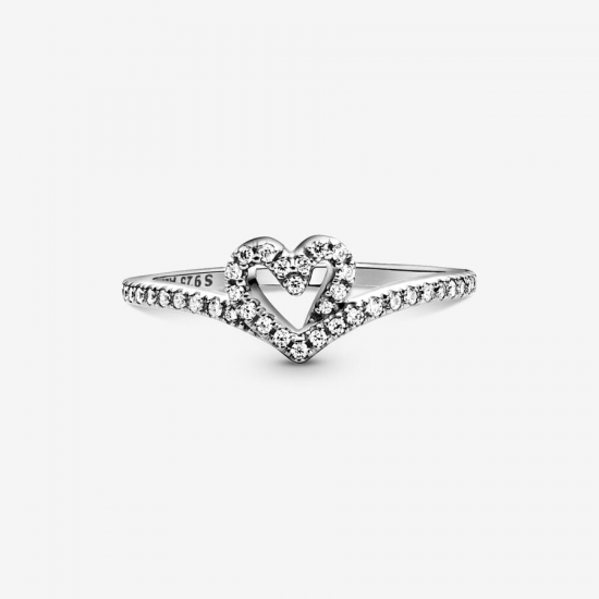 Pandora Sprankelende Wishbone Heart Ring Maat 16,5 - 54615