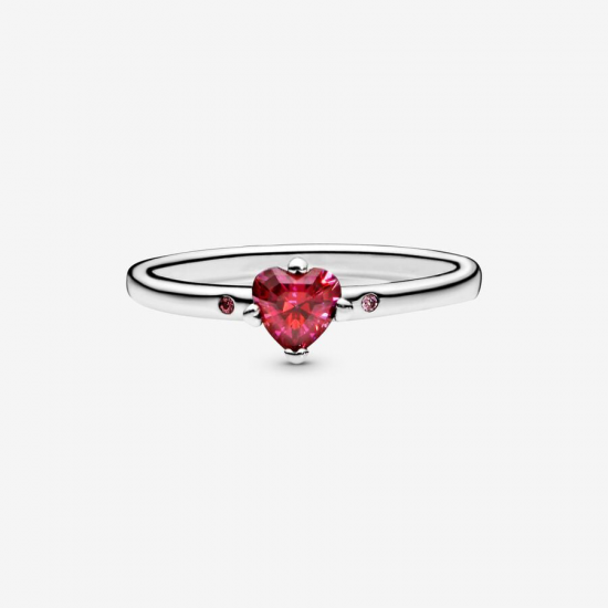 Pandora Sprankelend Rood Hart Ring Maat 18,5 - 54624