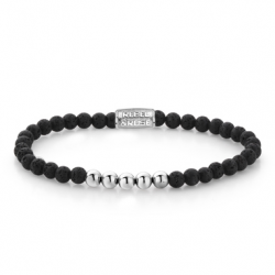 REBEL AND ROSE RR-40028-S REKARMBAND BEADS BLACK MOON ZILVERKLEURIG-ZWART 4 MM - 54658