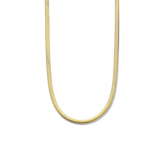 Geelgoud op 925 zilveren collier platte slang 4,3 mm 40 + 4 cm. - 49837