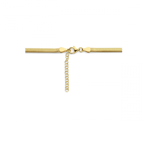 Geelgoud op 925 zilveren collier platte slang 4,3 mm 40 + 4 cm. - 49837