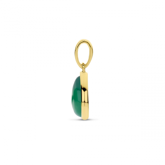 Geelgoud op 925 zilveren hanger met een schitterende groen agaat steen 13.5x9.5mm - 49840