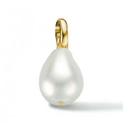 Geelgoud op 925 zilveren hanger met een schitterende zoetwaterparel 24x10mm - 49841