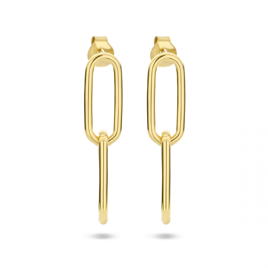 Geelgoud op 925 zilveren oorhangers met een totale hoogte van 2.8cm - 49851