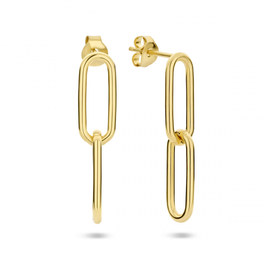 Geelgoud op 925 zilveren oorhangers met een totale hoogte van 2.8cm - 49851