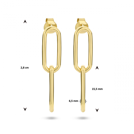 Geelgoud op 925 zilveren oorhangers met een totale hoogte van 2.8cm - 49851