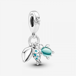 Pandora Fish, Sea Turtle & Conch Triple Dangle Charm 791697C01 - 54384