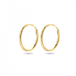 Geelgouden oorringen met een gediamanteerde afwerking 12mm - 49862
