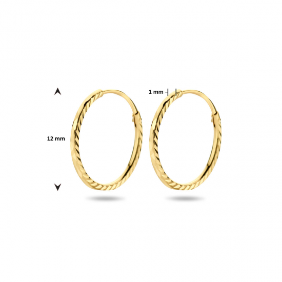 Geelgouden oorringen met een gediamanteerde afwerking 12mm - 49862