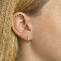 Geelgouden oorringen met een ronde buis 13mm - 49864