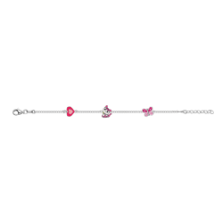Bellini 925 kinder armband met gekleurde hart/poesje/vlinder 14cm +2.5cm - 54827