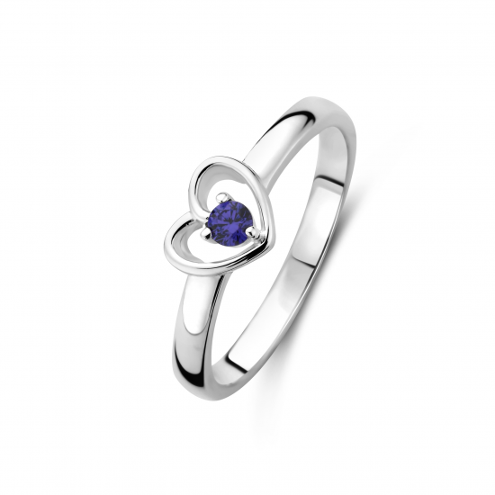 Bellini 925 kinder ring Hart met paars zirkonia maat 14 - 54843