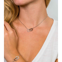 ZINZI zlv. collier hart en hart zirconia's in elkaar 45cm - 49949