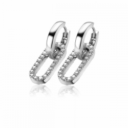 ZINZI zilveren oorbedels peperclips witte zirconia's ZICH2156. (zonder oorbel) - 49973