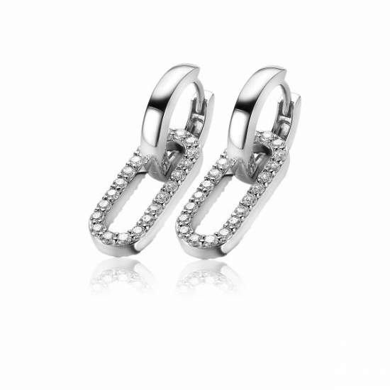 ZINZI zilveren oorbedels peperclips witte zirconia's ZICH2156. (zonder oorbel) - 49973