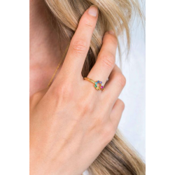 ZINZI zilveren ring goudverguld bezet regenboog ZIR2172 - 50001