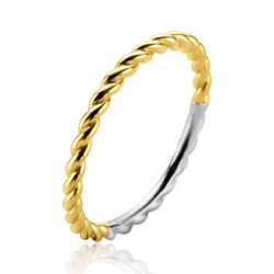ZINZI zilveren ring extra goudverguld gedraaid design ZIR2247 - 50005