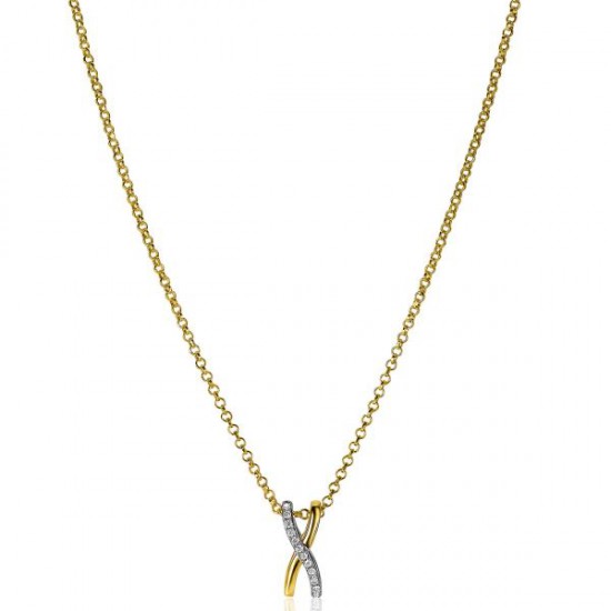 ZINZI zilveren hanger cross-over bicolor met witte zirconia's ZIH2234 - 50016