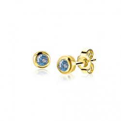 ZINZI DECEMBER oorknoppen 4mm gold plated met geboortesteen blauw topaas zirconia - 54685