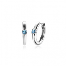 ZINZI DECEMBER oorringen 13mm zilver met geboortesteen blauw topaas zirconia - 54688