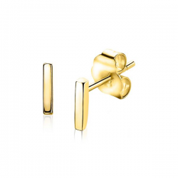 ZINZI zilveren oorknoppen Goudkleur glad staafje 8mm ZIO1689G - 50172